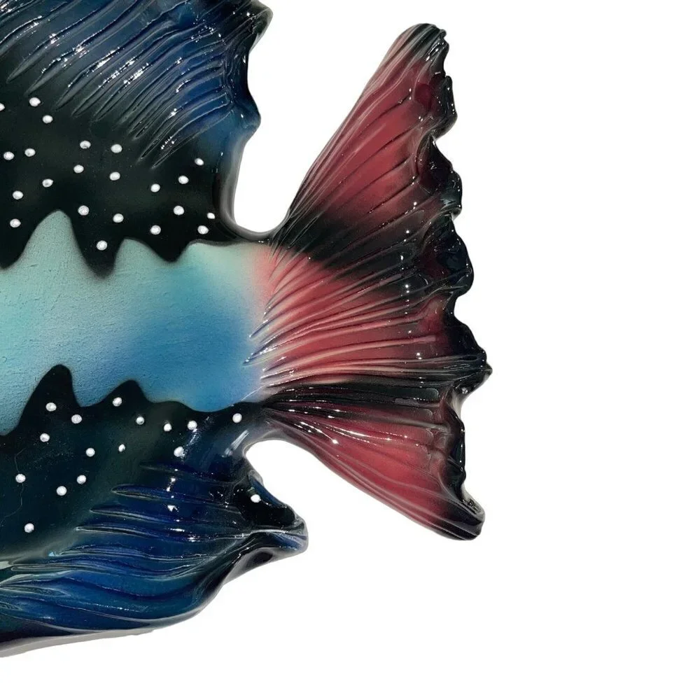Ryan Charles Platter Multicolor Hand Painted Ceramic Fish 2001